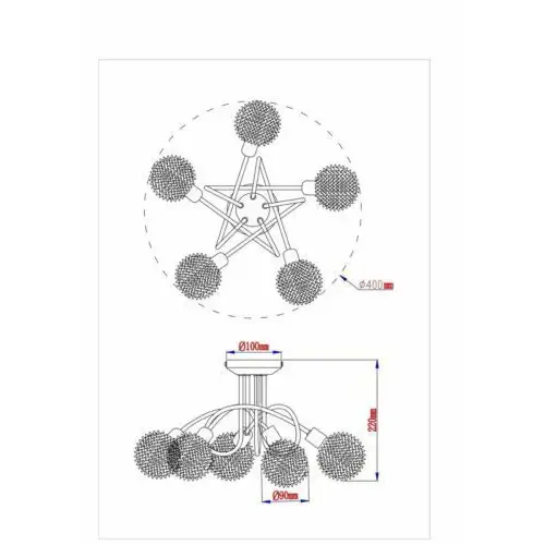 Decorative Globe chrome Mesh 5 Way Round Ceiling light Spotlight UKEW