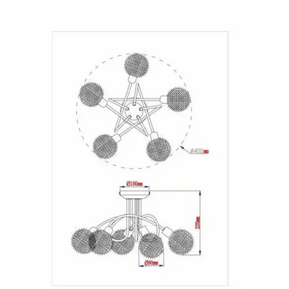 Decorative Globe chrome Mesh 5 Way Round Ceiling light Spotlight UKEW