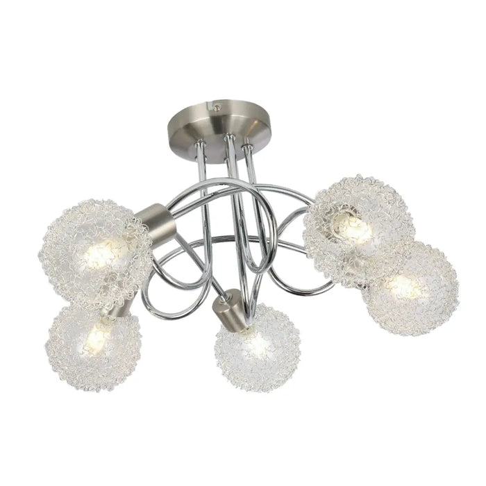 Decorative Globe chrome Mesh 5 Way Round Ceiling light Spotlight UKEW