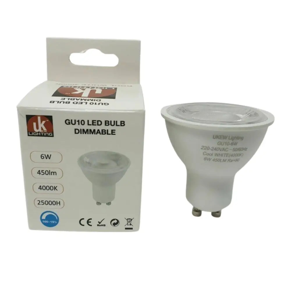 Dimmable GU10 6W LED Spotlight Lamp Bulbs White 4000K/6500K pack of 10 UKEW