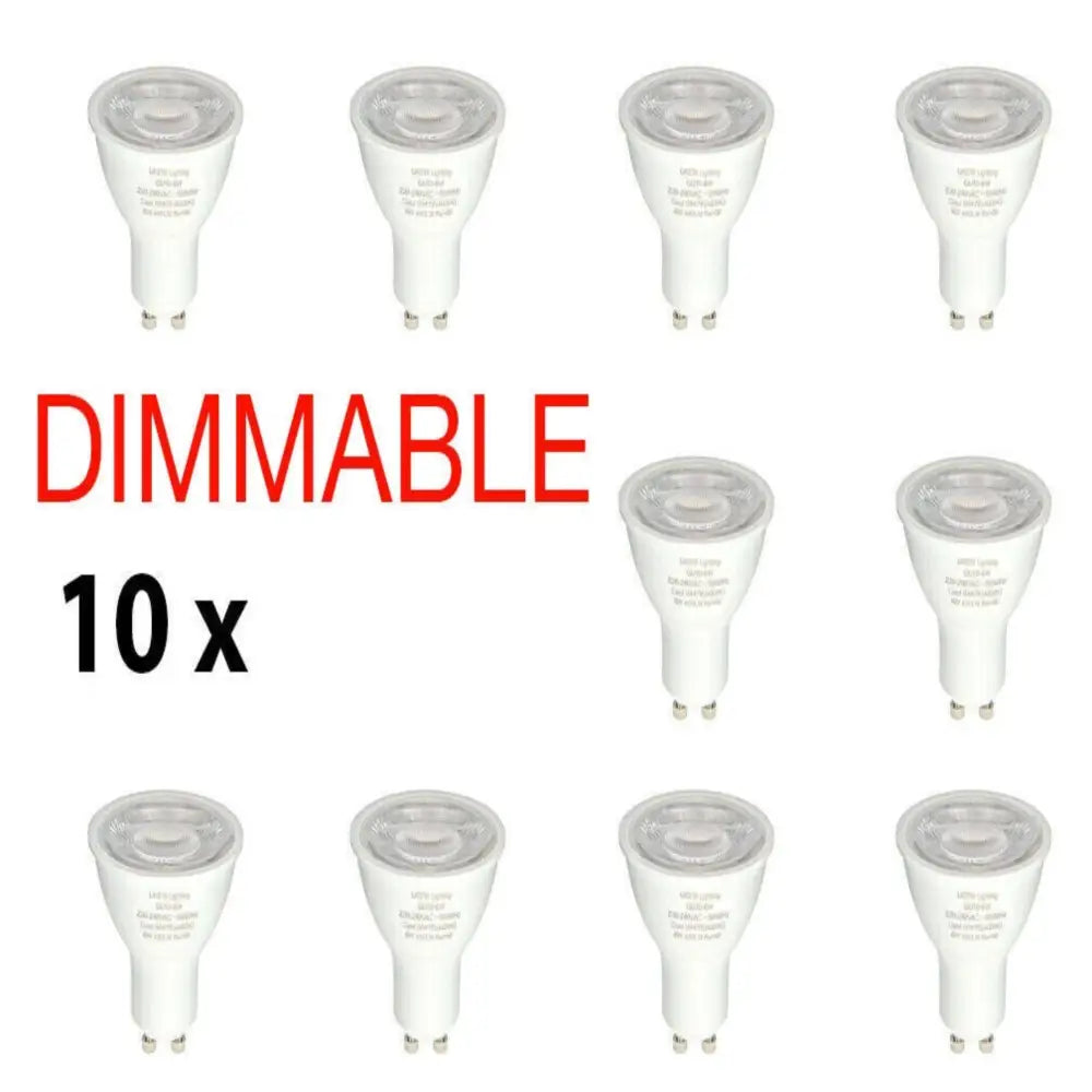 10 x Bright GU10 Dimmable 6W LED Bulbs 5000K - 6500K UKEW