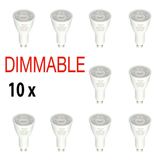 10 x Bright GU10 Dimmable 6W LED Bulbs 5000K - 6500K UKEW