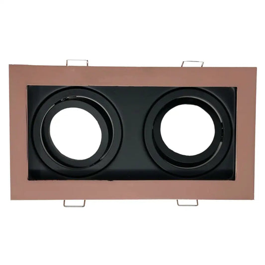 Twin Ceiling Downlight  GU10 Twin Square Recessed Spotlight Tilt Rose gold Black UKEW®