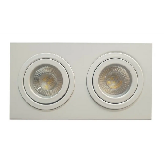Decorative White Ceiling Downlight  GU10 Twin Square Recessed Spotlight Led Tilt Twin