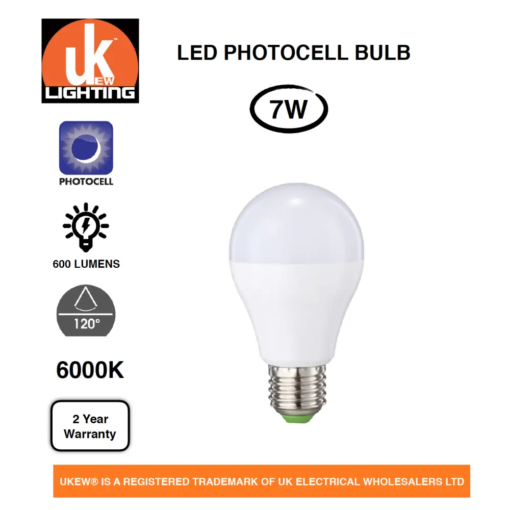 Dusk to Dawn Bulb Light Sensor Auto On/Off  7W LED Energy Saving  Bulb UKEW®
