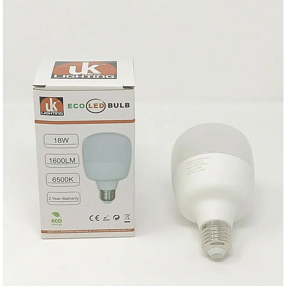 2 x Large ECO LED Light T-Bulb Lamp 18W E27 screw 1600Lumens  6500k eco+