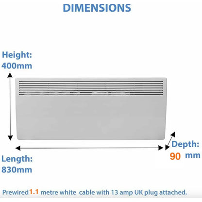 Slim Wall Heater Energy Saver Digital Electric Panel Convector Timer 1500W Light fixtures UK