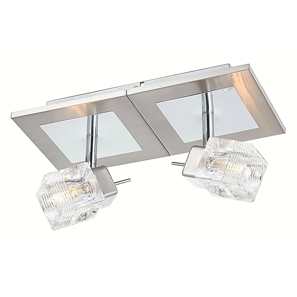 Wall Light Chrome & Glass Shade  Sconce Double head Flettern
