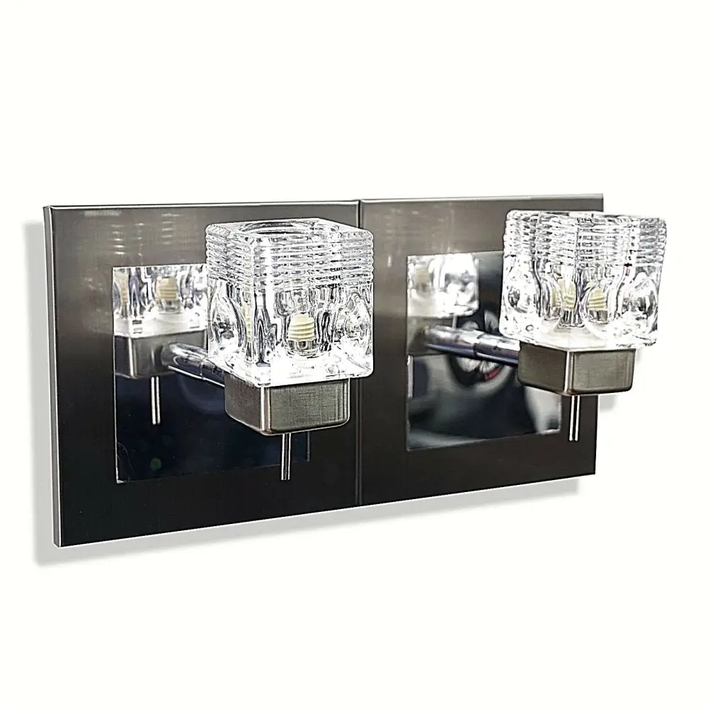 Wall Light Chrome & Glass Shade  Sconce Double head Flettern