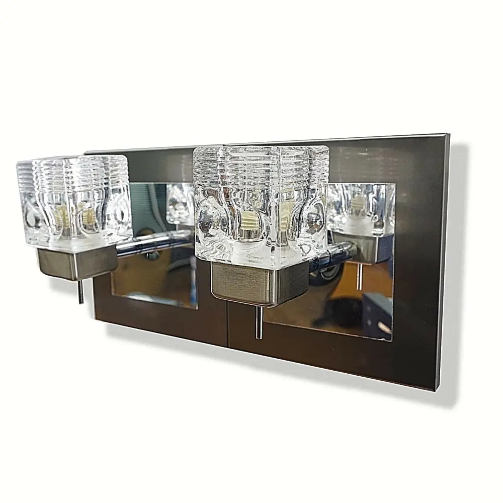 Wall Light Chrome & Glass Shade  Sconce Double head Flettern