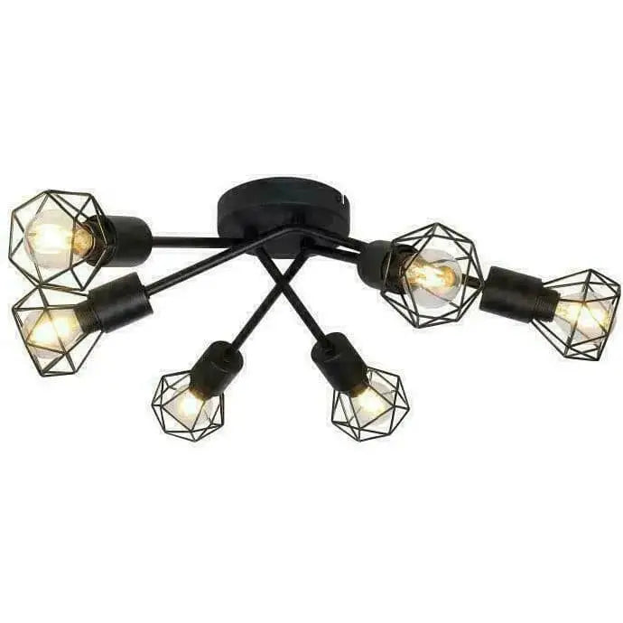6-Light LED Ceiling Spotlight Kitchen Bedroom Retro Cage Shade E14 Fitting UKEW