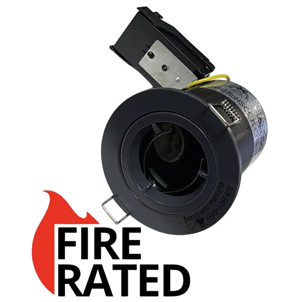 GU10 Fire Rated Round Recessed Ceiling Twist Lock fix Downlight - grey Lock & Lock