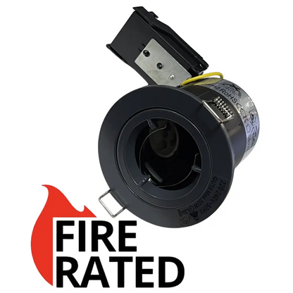GU10 Fire Rated Round Recessed Ceiling Twist Lock fix Downlight - grey Lock & Lock