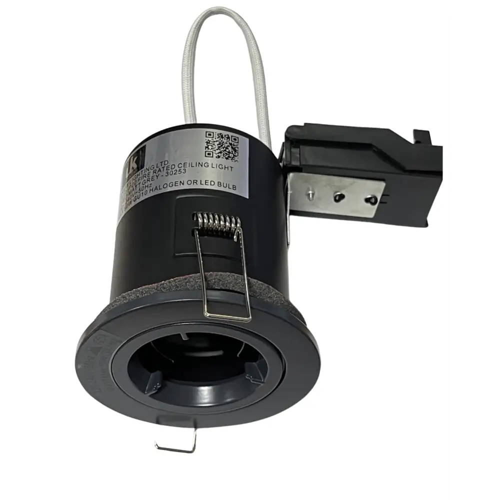GU10 Fire Rated Round Recessed Ceiling Twist Lock fix Downlight - grey Lock & Lock