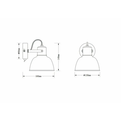 Single Wall Bedside Light with Toggle Switch Grey Screw bulb UKEW
