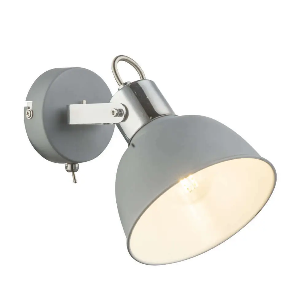 Single Wall Bedside Light with Toggle Switch Grey Screw bulb UKEW