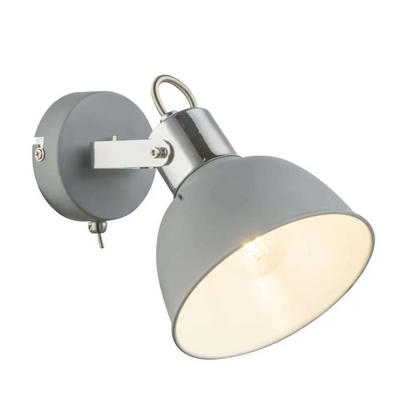 Single Wall Bedside Light with Toggle Switch Grey Screw bulb UKEW
