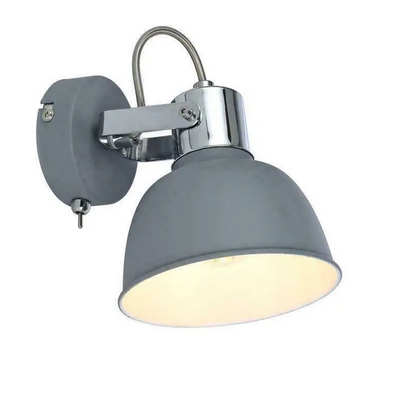 Single Wall Bedside Light with Toggle Switch Grey Screw bulb UKEW