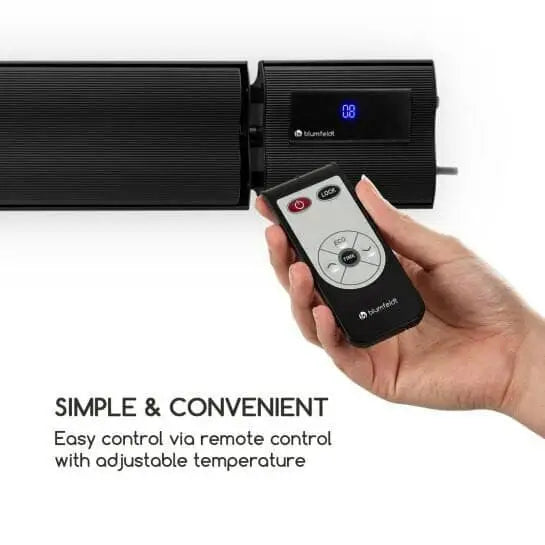 Best Radiant heater bar 1800W IP44 Infrared wall/ceiling Black Remote Control ukewInstaheat