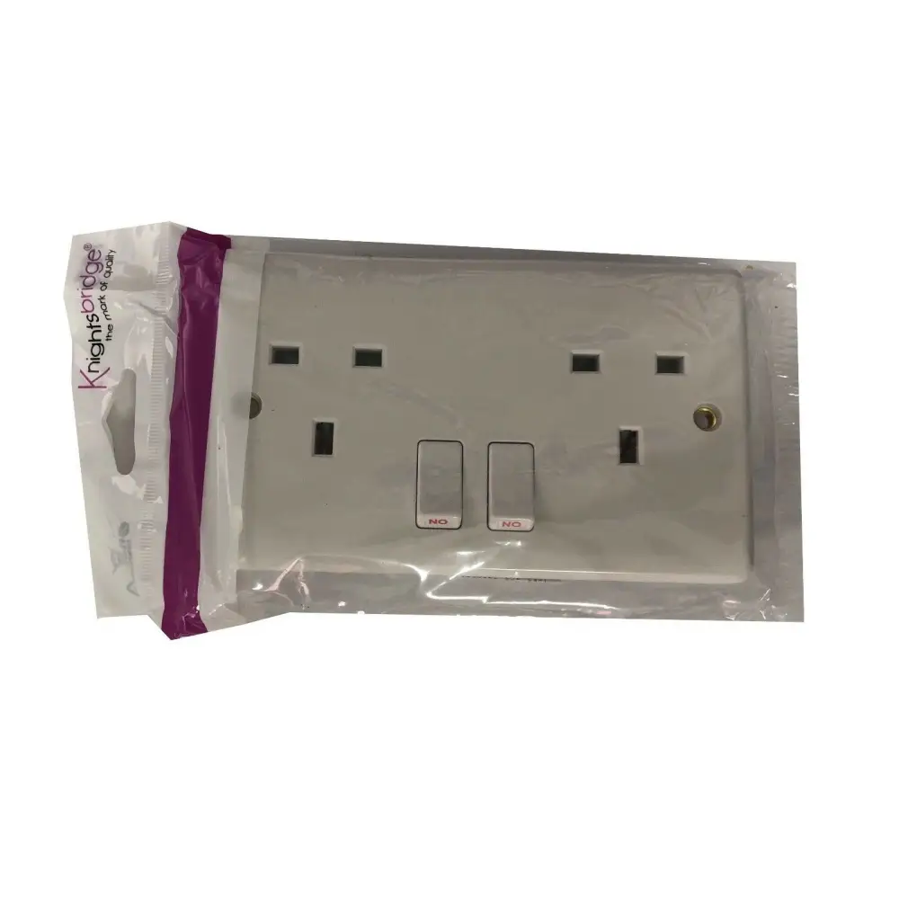 Knightsbridge 13A 2G Double Switched Wall Socket Double pole CU9000 Curved Edge Knightsbridge