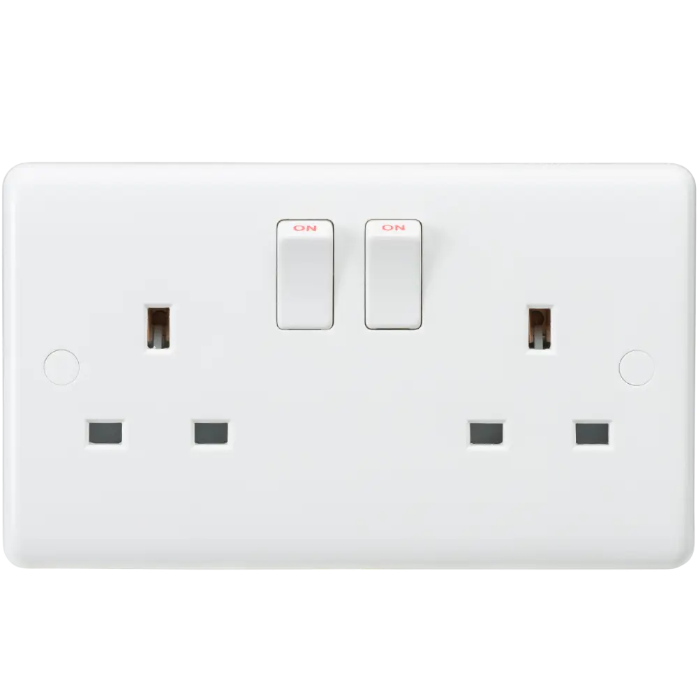 Knightsbridge 13A 2G Double Switched Wall Socket Double pole CU9000 Curved Edge Knightsbridge