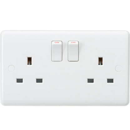 Knightsbridge 13A 2G Double Switched Wall Socket Double pole CU9000 Curved Edge Knightsbridge