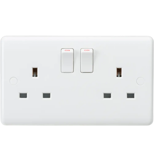 Knightsbridge 13A 2G Double Switched Wall Socket Double pole CU9000 Curved Edge Knightsbridge