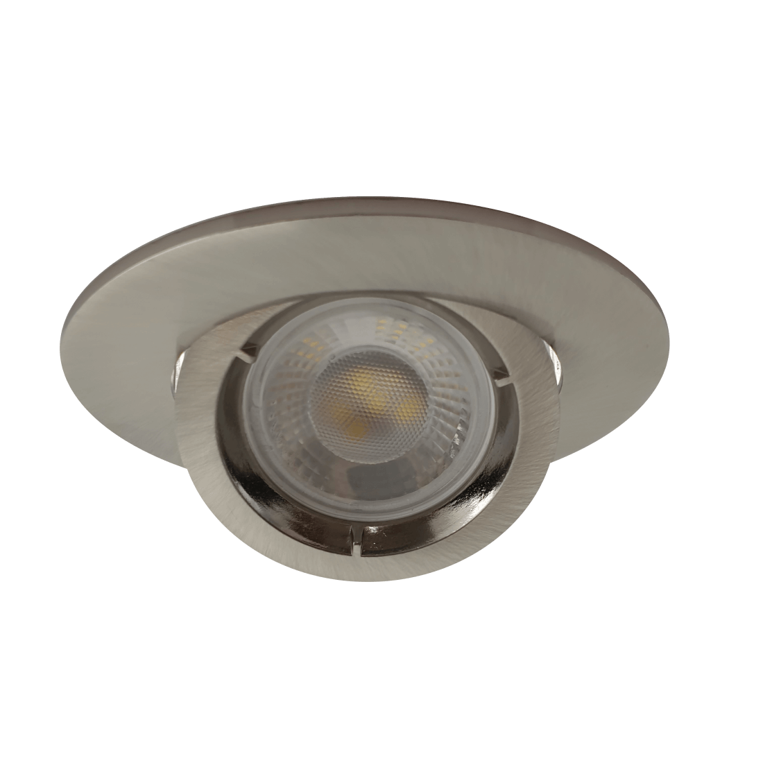 105mm white downlight satin GU10 tilt directional recessed ceiling spotlight in matte finish. Modern, anti-rust, detachable, easy to install.