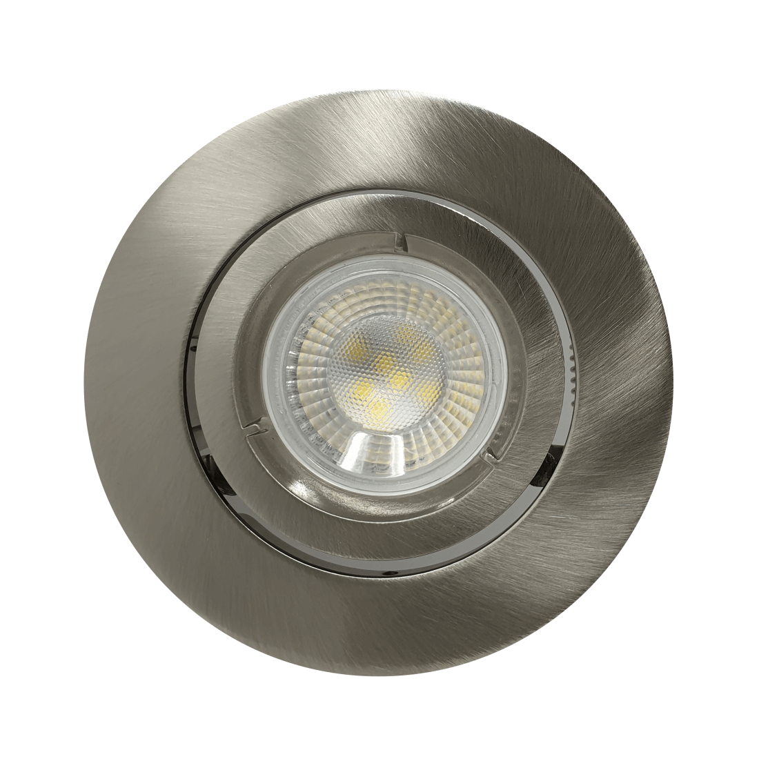 105mm satin GU10 tilt directional recessed ceiling spotlight in white with die-cast aluminum housing and modern matte finish