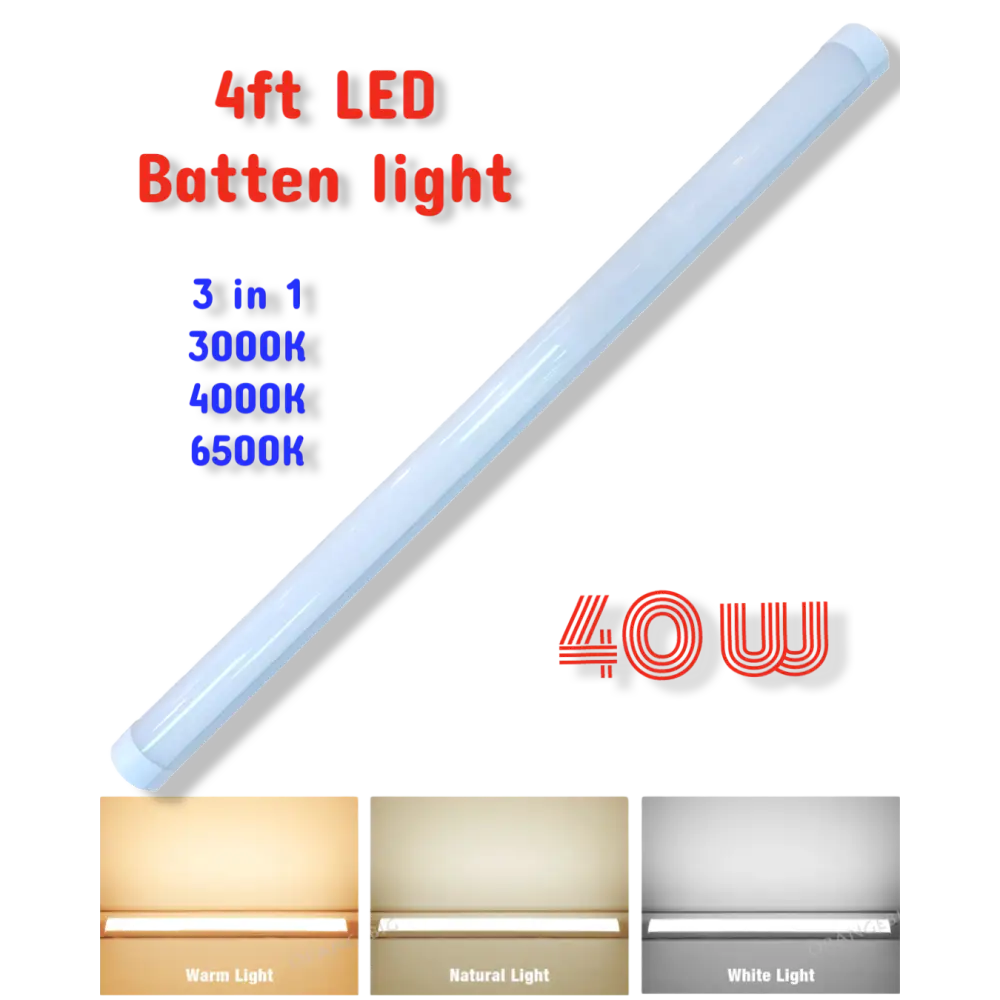 LED Batten Tri colour   ceiling light Fitting 4ft 40w  4000 lumens  LED Batten UKEW®