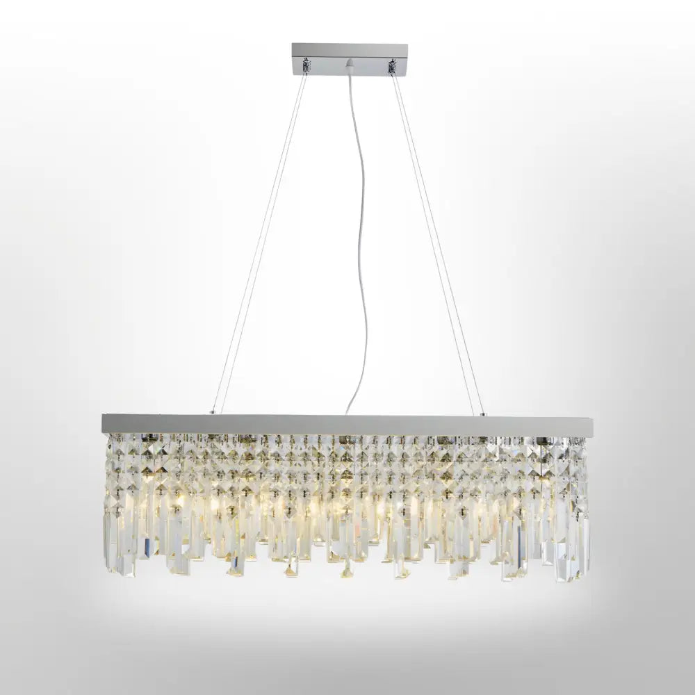 Luxury Chrome Kitchen Diner Raindrop K9 Crystal Chandelier Pendant Light Rectangle - Light fixtures UK