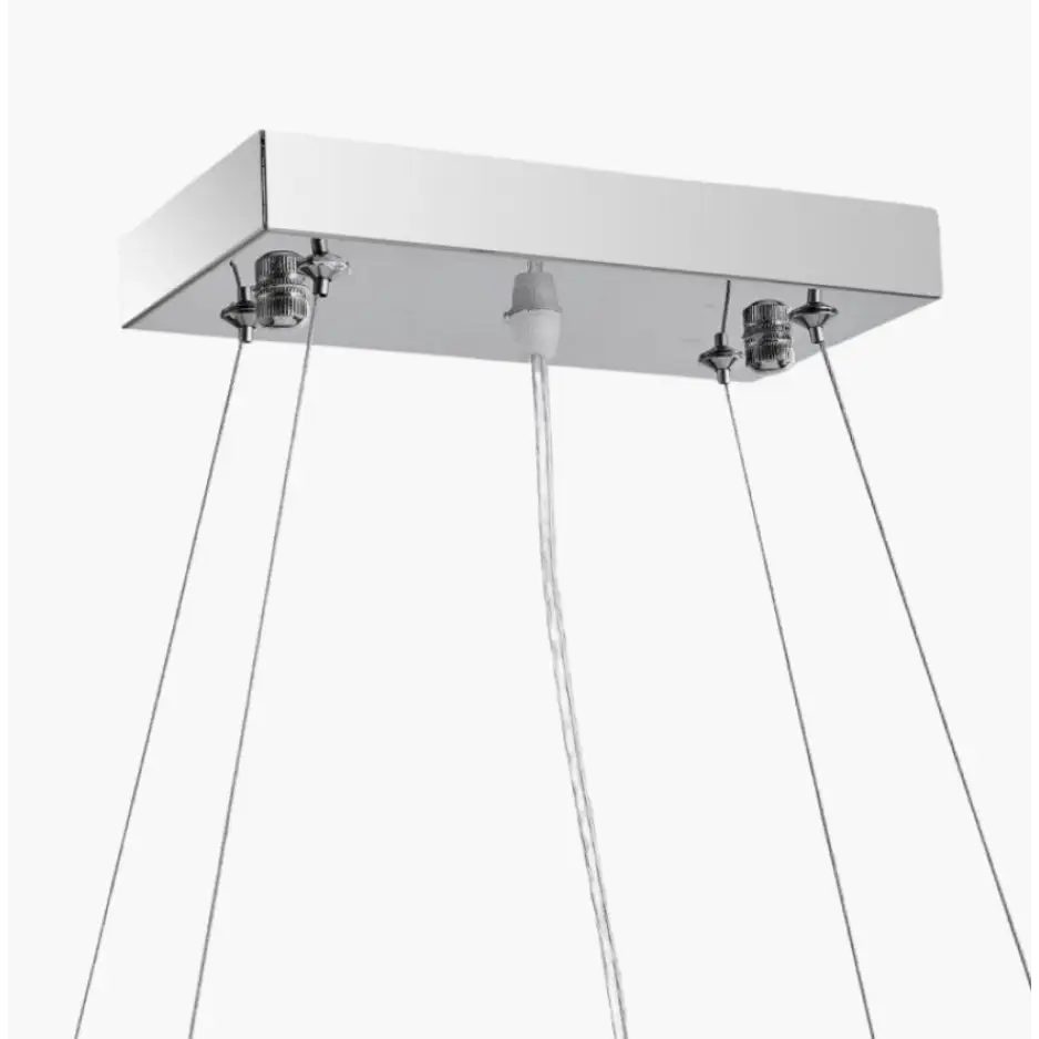 Luxury Chrome Kitchen Diner Raindrop K9 Crystal Chandelier Pendant Light Rectangle - Light fixtures UK