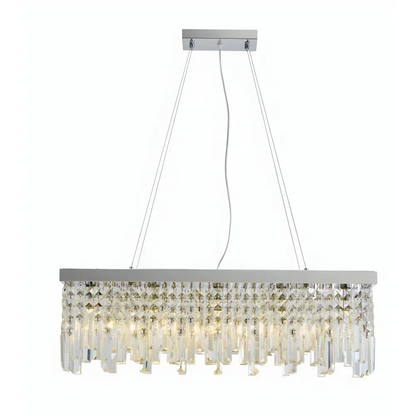 Luxury Chrome Kitchen Diner Raindrop K9 Crystal Chandelier Pendant Light Rectangle - Light fixtures UK