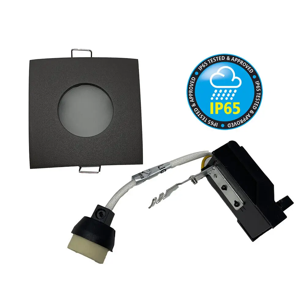 Matt Grey Square Bathroom Shower Downlight  GU10 for Zone 2,3 IP65  Frosted - Light fixtures UK