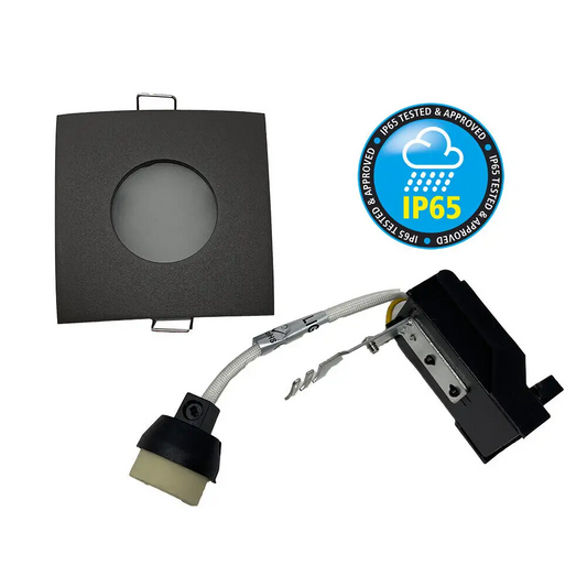 Matt Grey Square Bathroom Shower Downlight  GU10 for Zone 2,3 IP65  Frosted - Light fixtures UK
