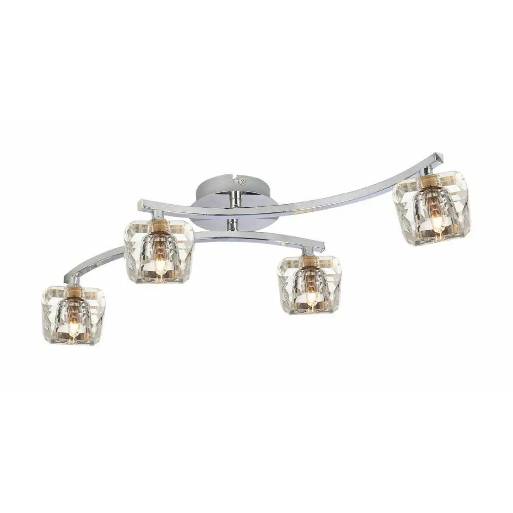 Crystal Style cubic Shades 4 Way Chrome Flush Ceiling light UKEW