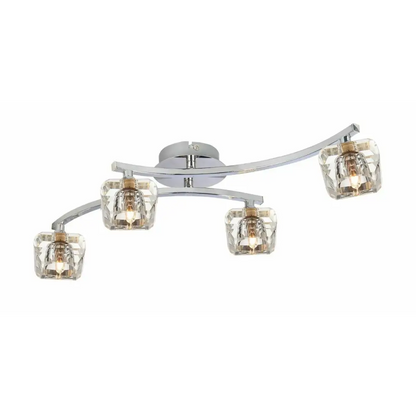 Crystal Style cubic Shades 4 Way Chrome Flush Ceiling light UKEW