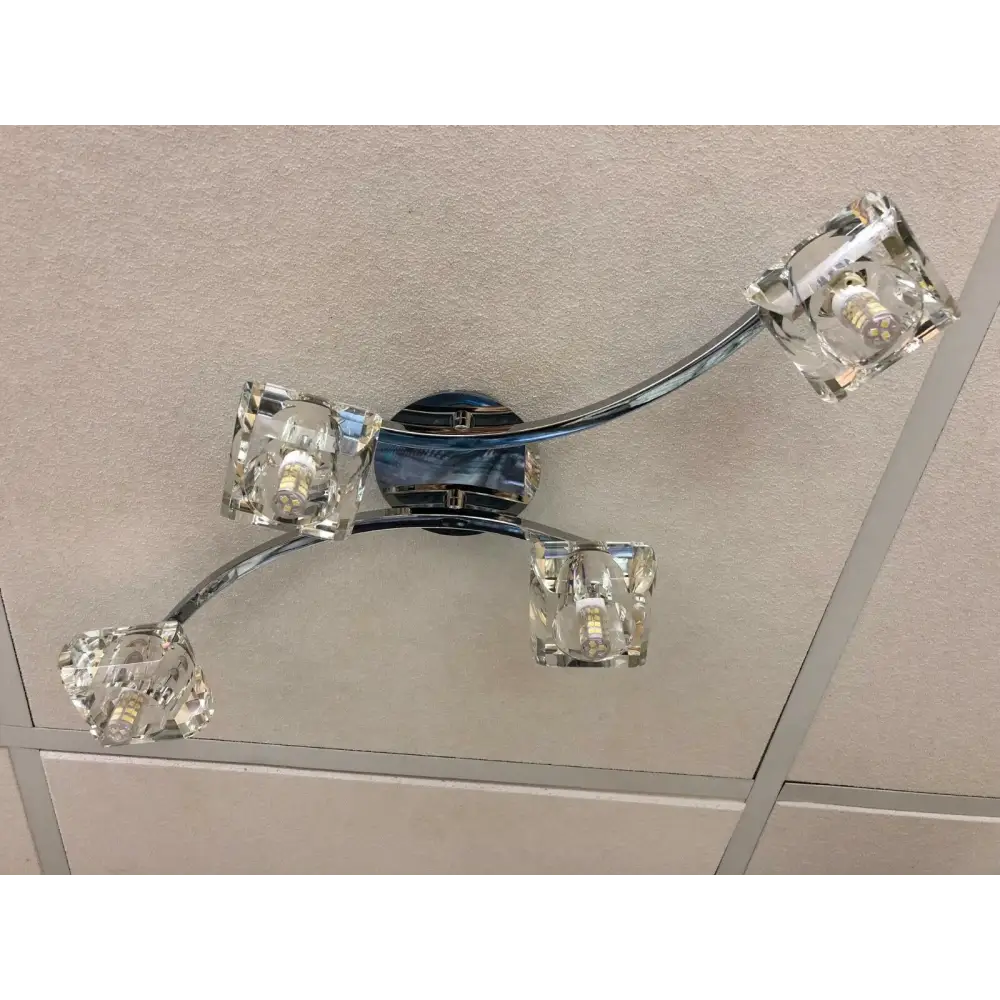 Crystal Style cubic Shades 4 Way Chrome Flush Ceiling light UKEW