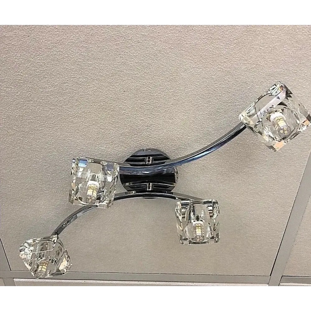 Crystal Style cubic Shades 4 Way Chrome Flush Ceiling light UKEW