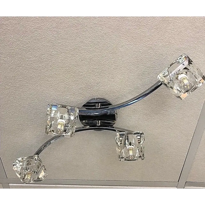 Crystal Style cubic Shades 4 Way Chrome Flush Ceiling light UKEW