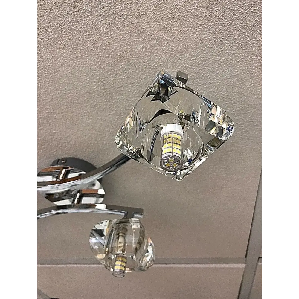Crystal Style cubic Shades 4 Way Chrome Flush Ceiling light UKEW