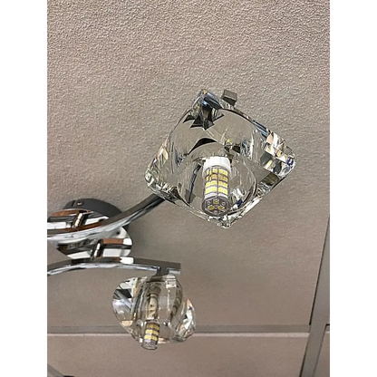 Crystal Style cubic Shades 4 Way Chrome Flush Ceiling light UKEW