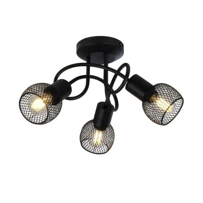 3 Way  Cage Light Decorative ceiling light  Black Crossover Mesh UKEW Lighting