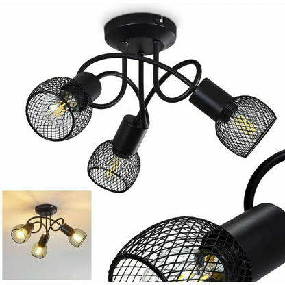 3 Way  Cage Light Decorative ceiling light  Black Crossover Mesh UKEW Lighting
