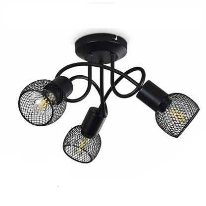 3 Way  Cage Light Decorative ceiling light  Black Crossover Mesh UKEW Lighting