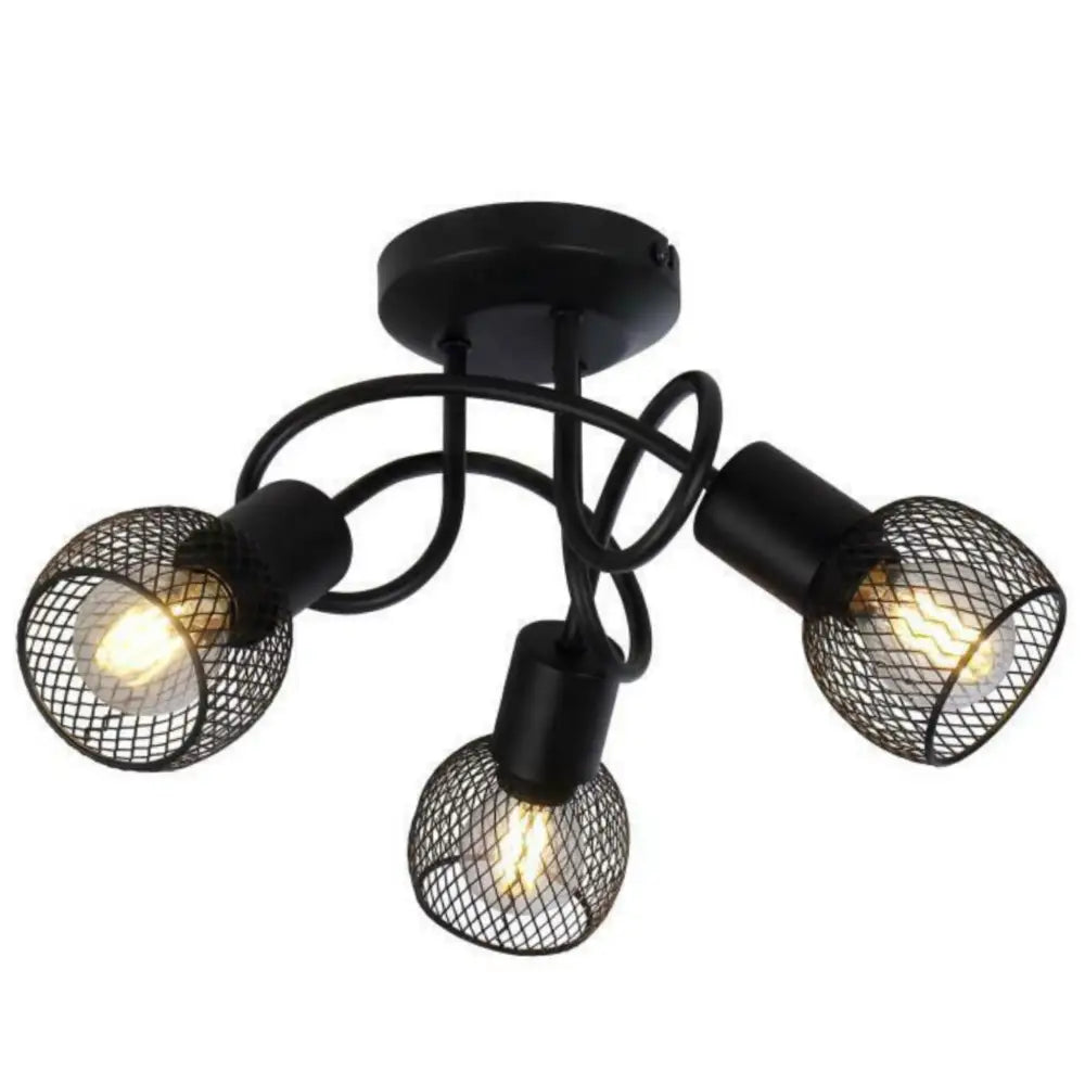 3 Way  Cage Light Decorative ceiling light  Black Crossover Mesh UKEW Lighting