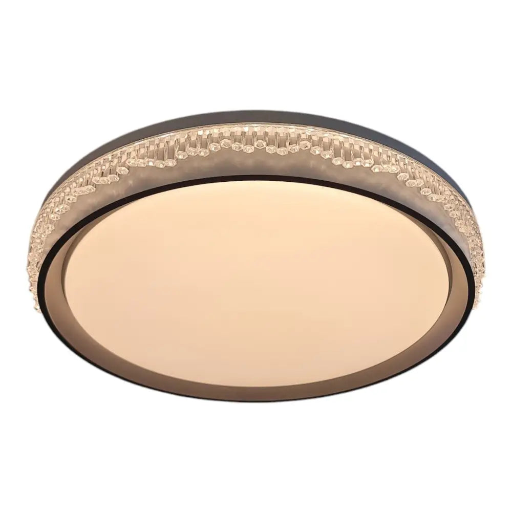 Flush mount acrylic ceiling light with adjustable colour temperature and decorative crystal trim