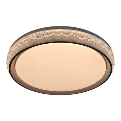 Flush mount acrylic ceiling light with adjustable colour temperature and decorative crystal trim