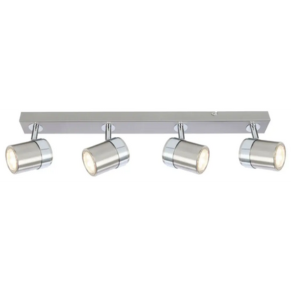 Modern 4 Way Straight Bar Ceiling Spotlight Fitting in a satin finish UKEW