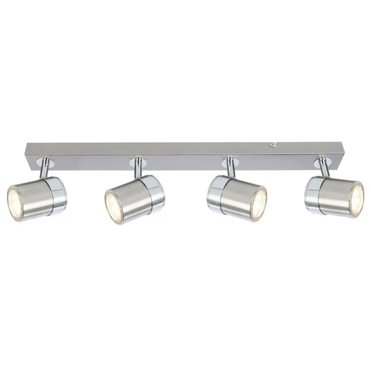 Modern 4 Way Straight Bar Ceiling Spotlight Fitting in a satin finish UKEW
